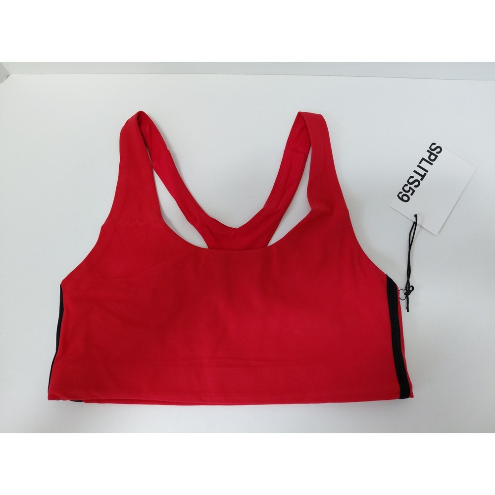 Splits59 Ella Airweight Bra Pira Red Indigo Stripe Racerback Sports Bra XS A6035